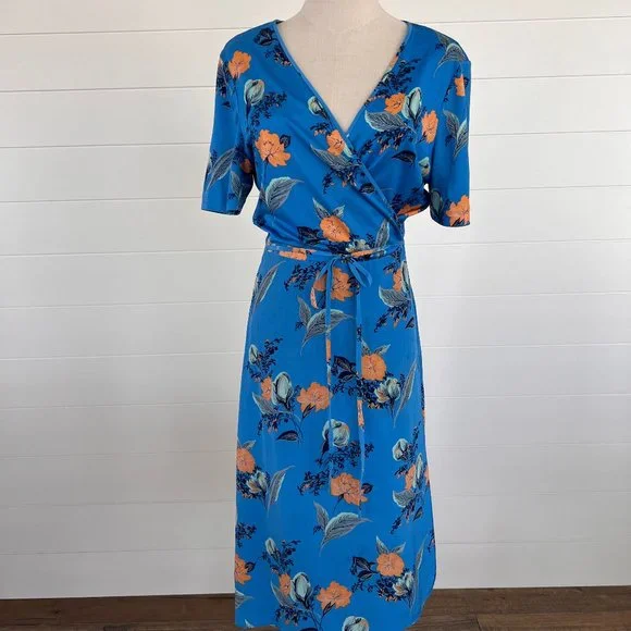 Blue Floral DVF Wrap Dress - Picture 1 of 3